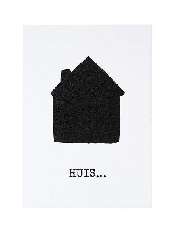 Ansichtkaart Huis wit/zwart