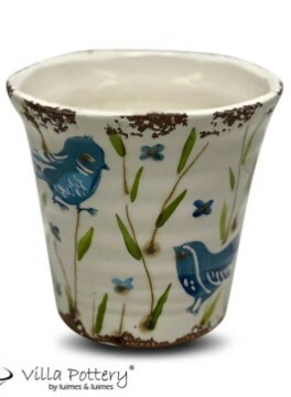 BABETTE 1_1 BIRD BLUE FLOWERPOT 14X13.5c