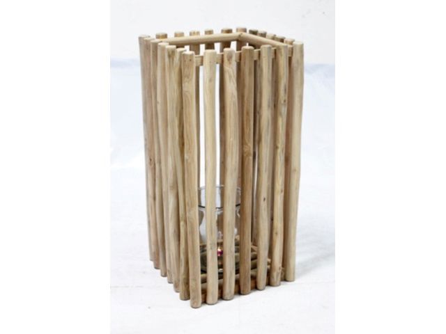 LANTERN TEAK 30X30H60CM - INCL GLASS