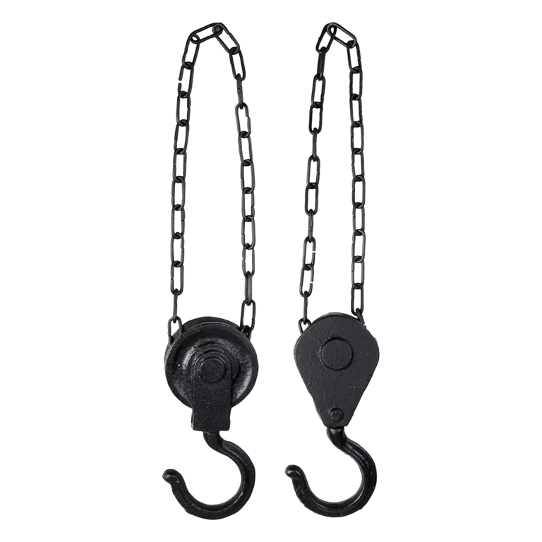 Gietijzeren ketting met haak ass.