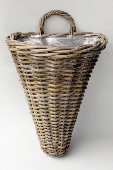 WALL BASKET RATTAN GREY 25X22H32CM