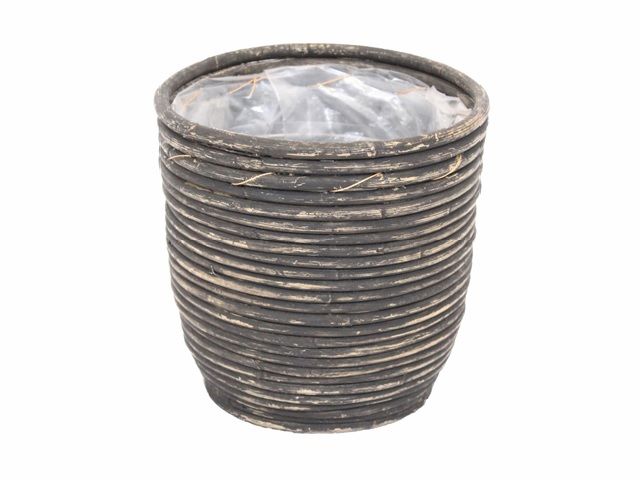 POT ROUND BALLOON STRIPE BW D20H19CM