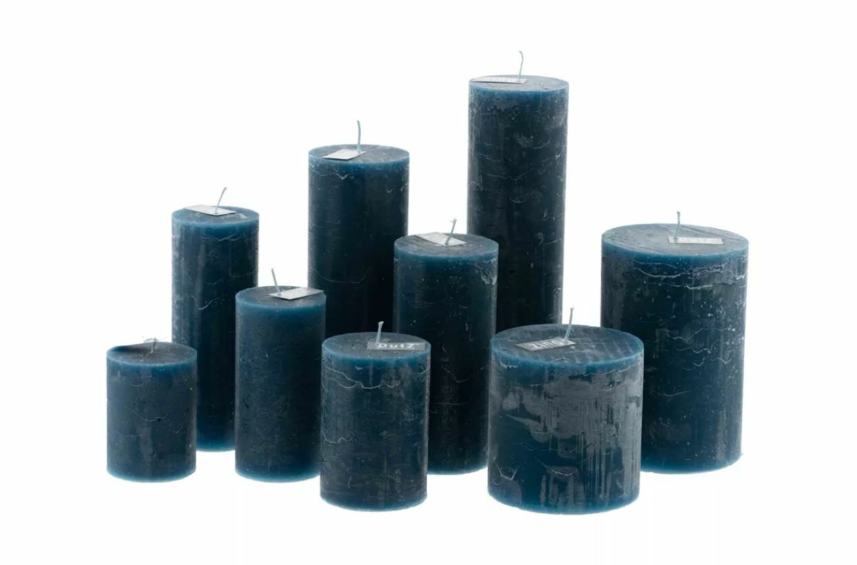 CANDLE RUSTIC - H10 D7 cm - NAVY BLUE