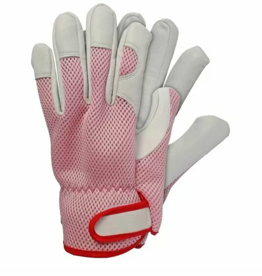 Werkhandschoenen geitenleer roze maat L