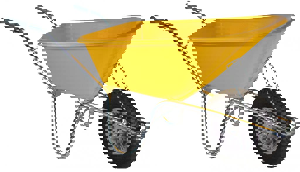 Bouwkruiwagen Basic HDPE 100 L geel