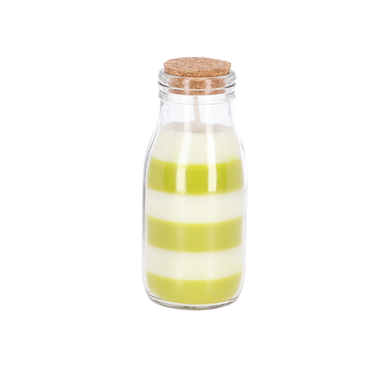 Gestreept kaars in fles ass.