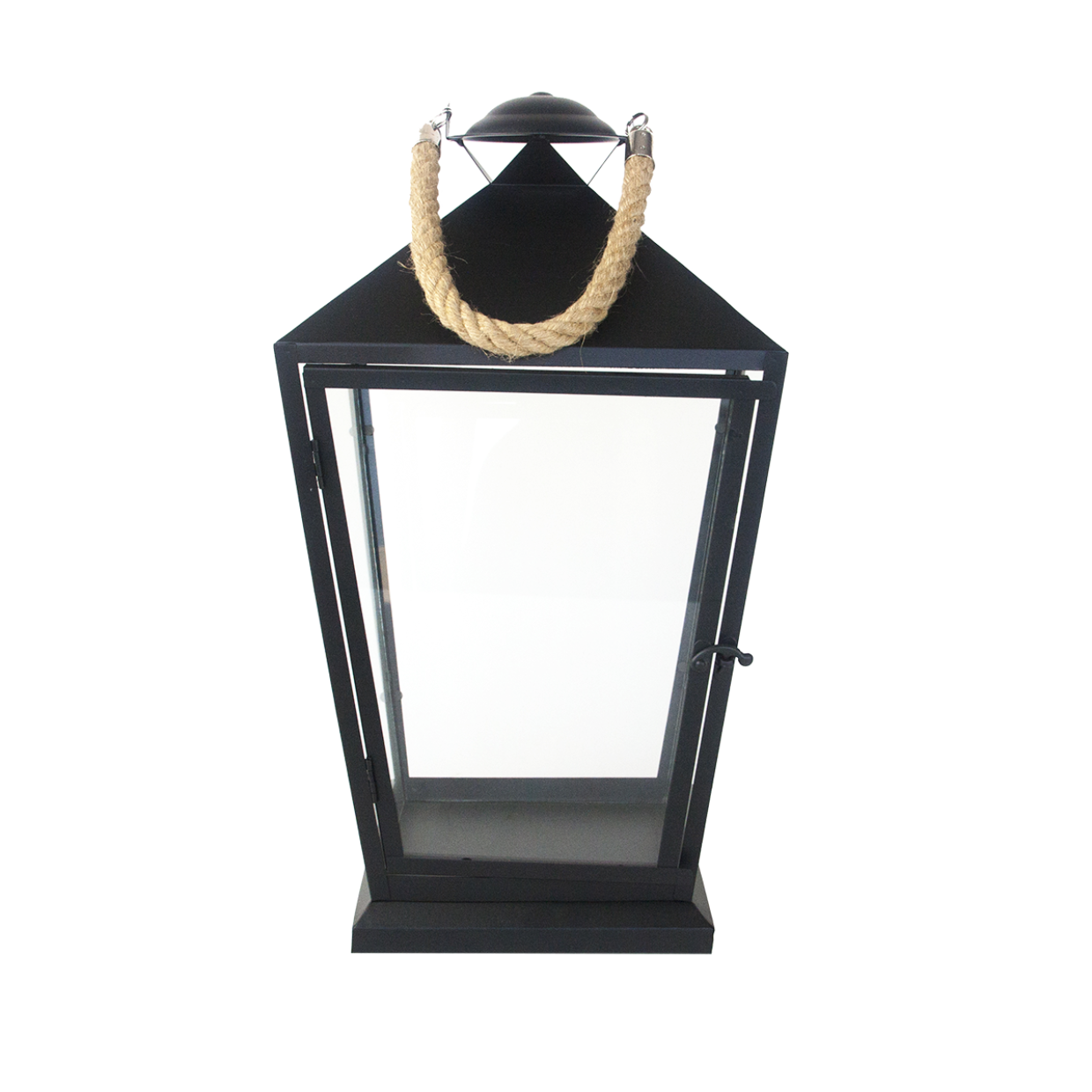 Lantaarn zwart met touw L